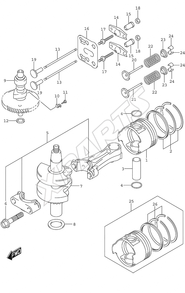  Crankshaft til Suzuki motor